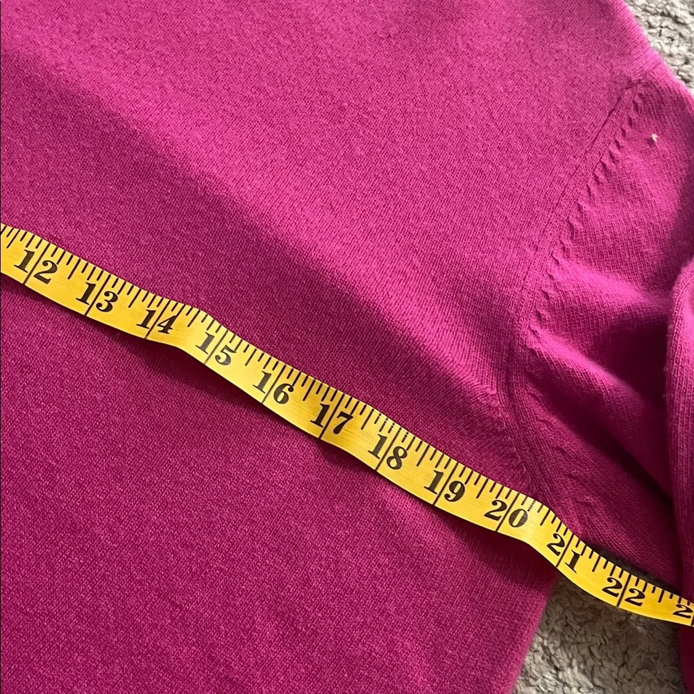 Bianco & Blu Fuchsia Pink Italian Crewneck Cashmere Wool Boxy Sweater Large